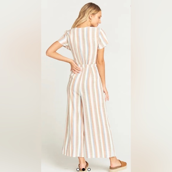 Show Me Your Mumu Val Striped Wide Leg Tie Front Jumpsuit Size Small - Picture 3 of 12